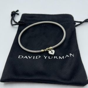 David Yurman 925 & 18k Gold Heart Buckle Bracelet